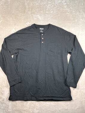 Duluth Trading Company Mens Longtail Waffle T Shirt Mens Large Black Long Sleeve